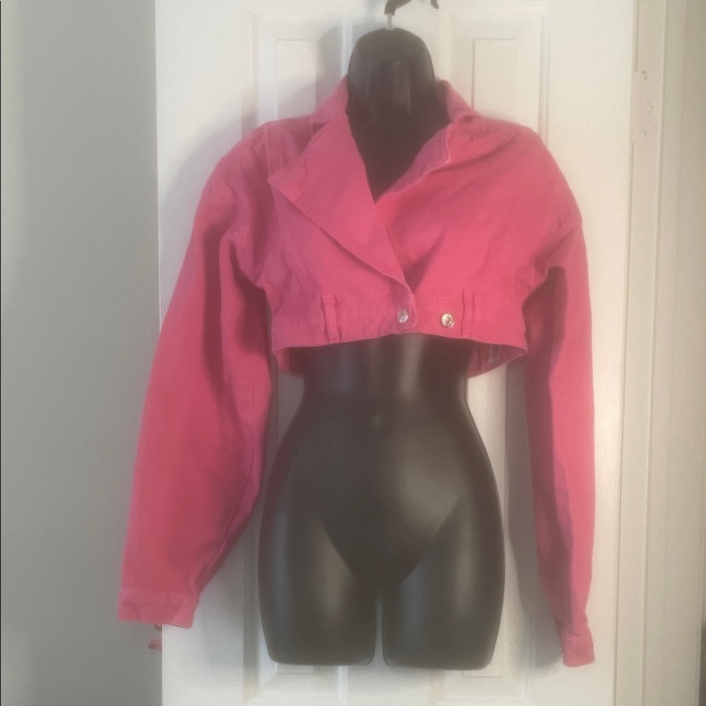 AsYou ASOS Pink Denim Cropped Jacket